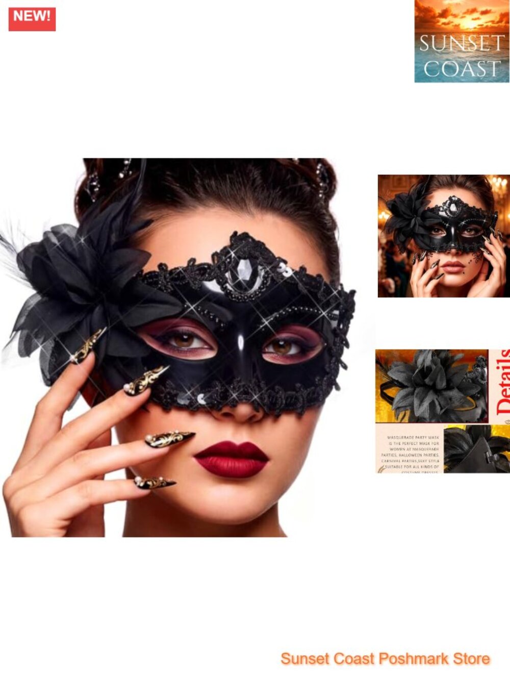 Lace Venetian Masquerade Mask Floral Costume Party Women